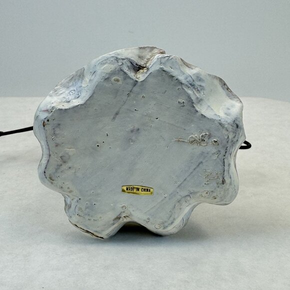 Vintage Rustic White Christmas Angel Figurine With Metal Wings Gold Trumpet 11" - Picture 6 of 10